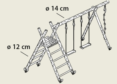 Doppelschaukel Allgäu mit Klettertau | kesseldruckimprägniert