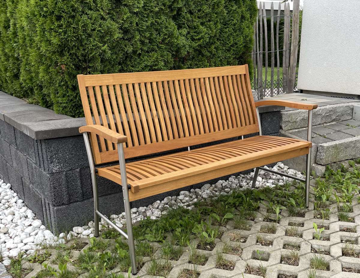 Bank 2Sitzer Ferrara Robinie /Edelstahl Gartenbänke Robinienholz
