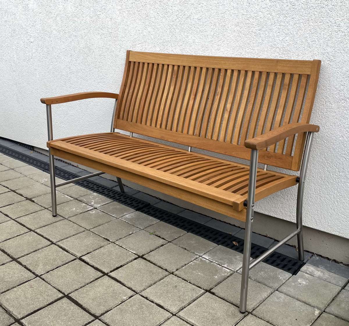 Bank 2Sitzer Ferrara Robinie /Edelstahl Gartenbänke Robinienholz