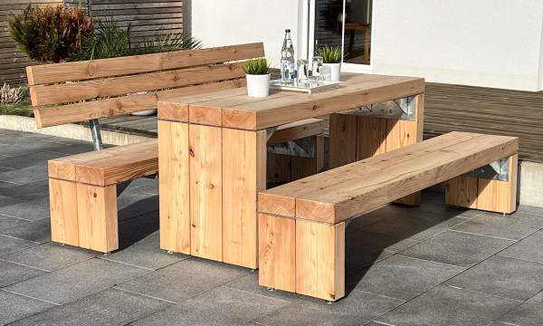 Lärchenholz Massive Rustikale Sitzgruppe